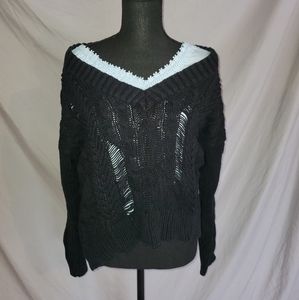 Express distressed cable knit sweater